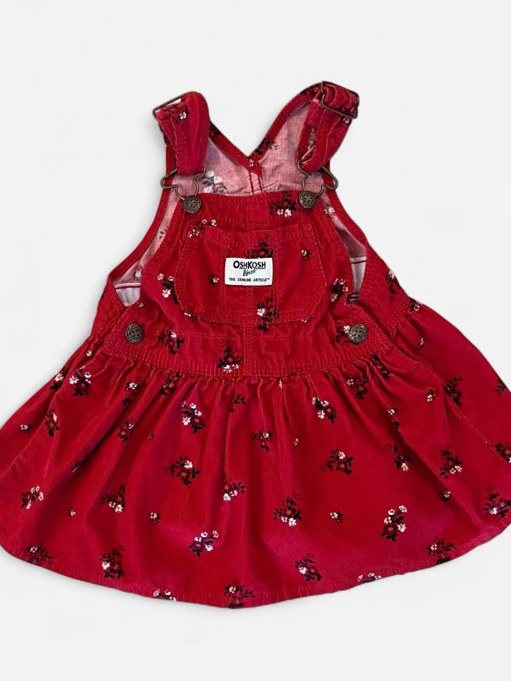 Classic Red OshKosh B'gosh Corduroy Dress with floral print